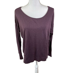Sweaty Betty Tee Top Womens XS Purple Long Sleeve Pullover Side Slits Thumbholes